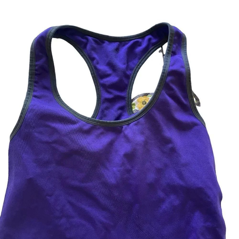 New Balance Medium Purple Bluish Black razor back compression athletic tank - Picture 2 of 4